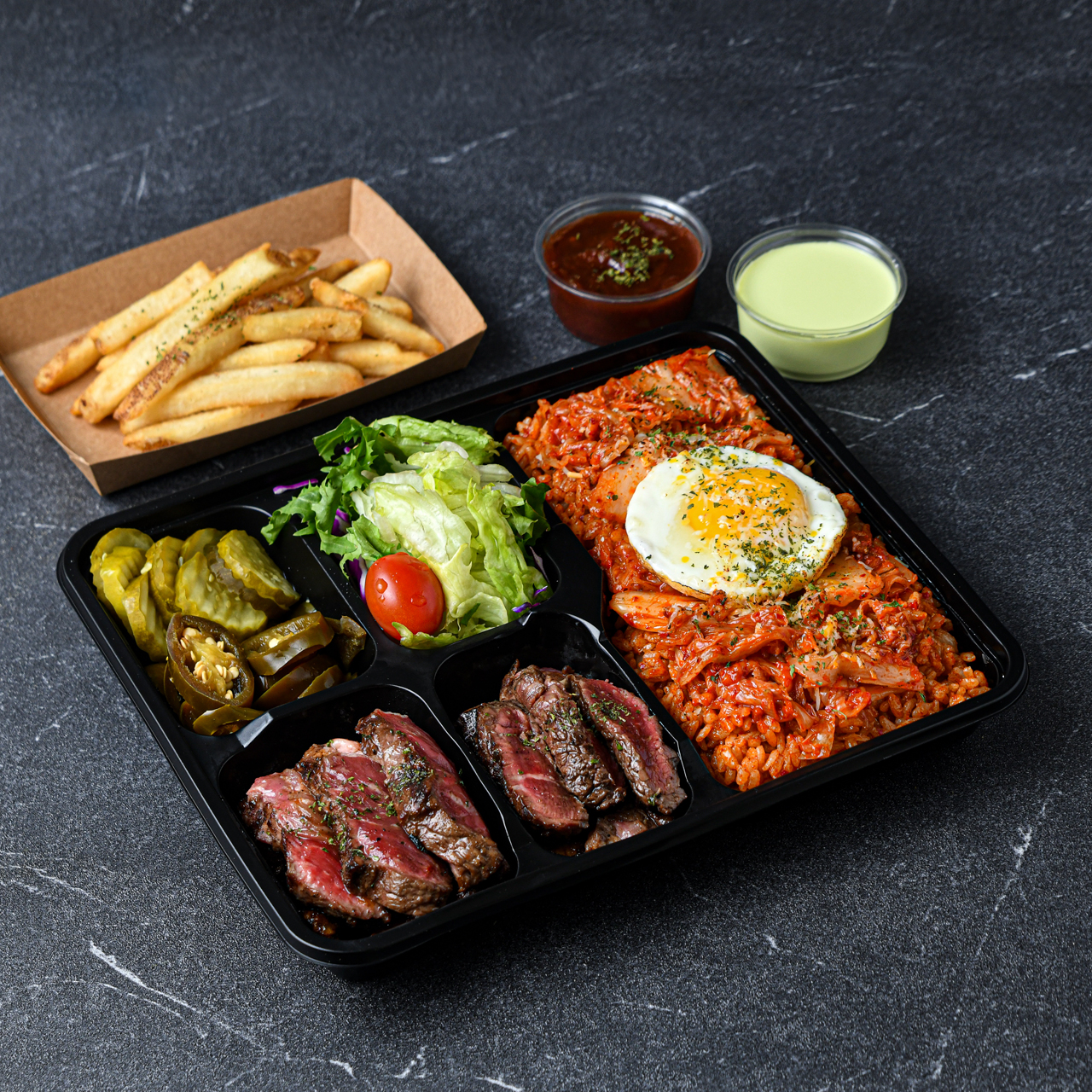 김치 볶음밥 스테이크 세트