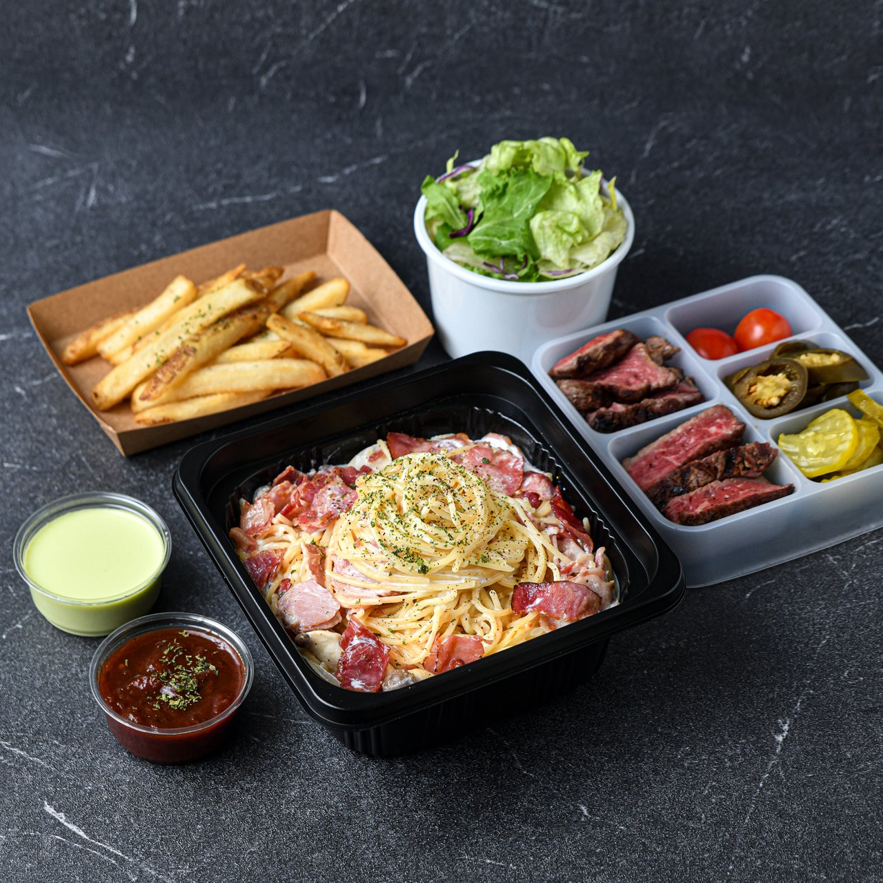 까르보나라 스테이크 세트